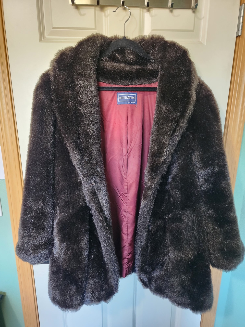 Outerlayers Vintage Faux Fur Coat US Dark Brown Jacket